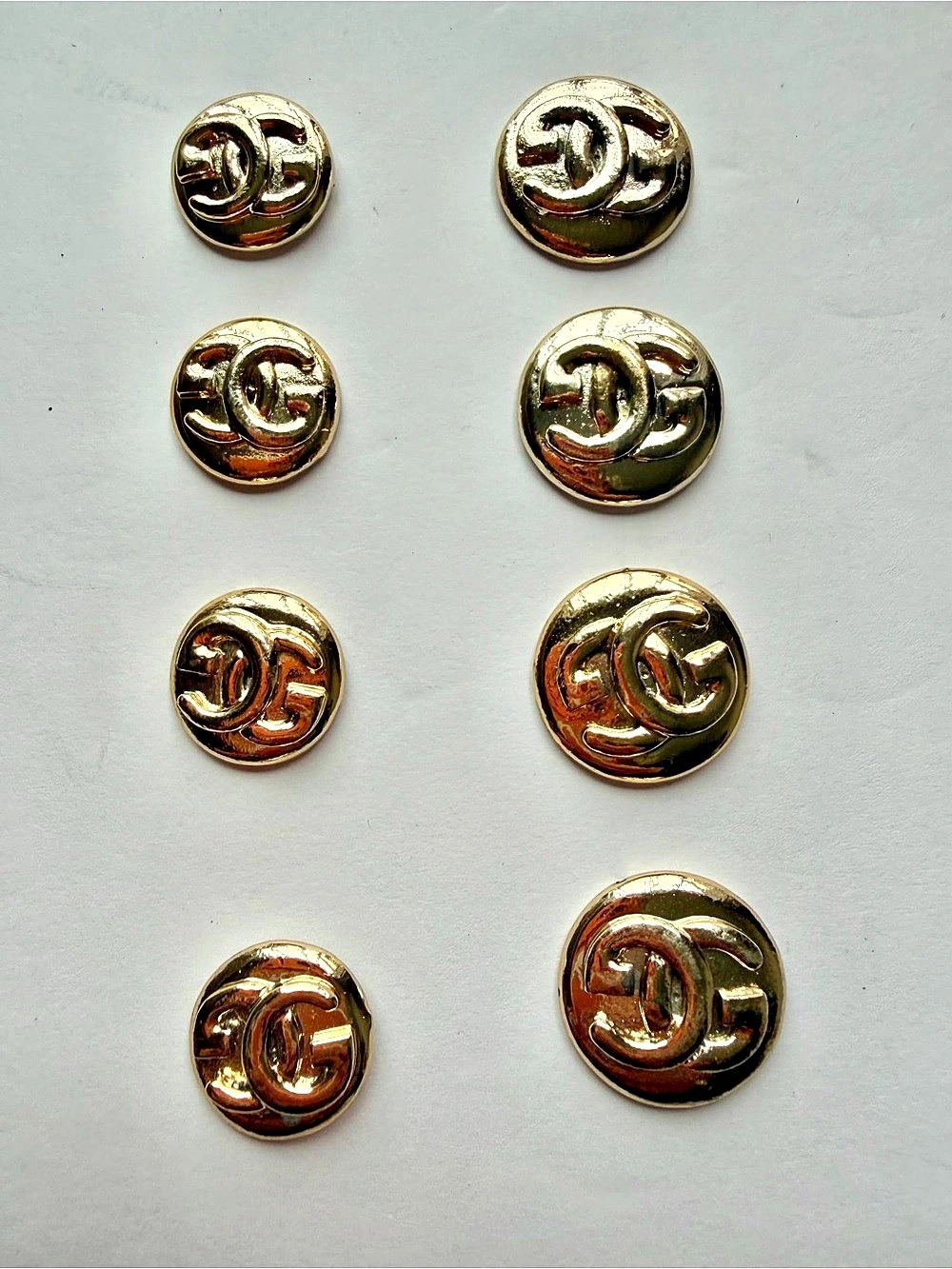 Authentic Vintage Gucci Gold GG Metal Blazer Buttons Set (8 Total)